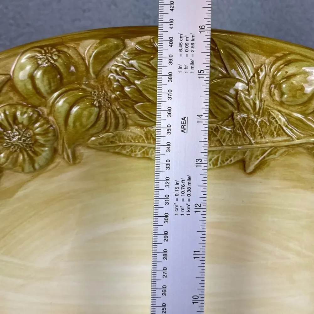 Italian Artichoke Relief Serving Platter Made in Italy Oval Harvest Majolica 80s